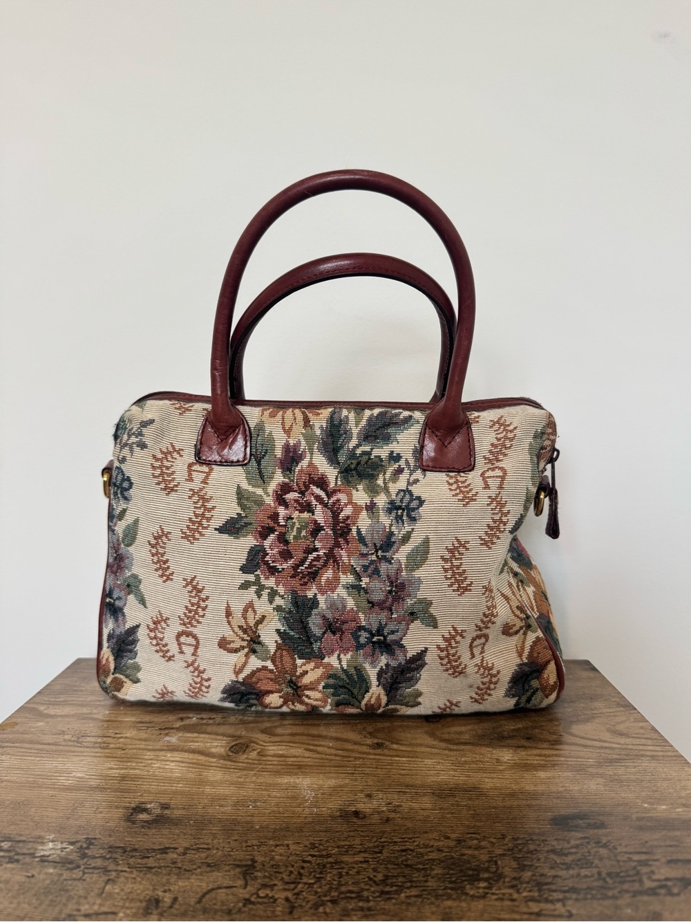 Vintage Etienne Aigner Floral Tapestry Top-Handle Satchel Handbag - Picture 4 of 15